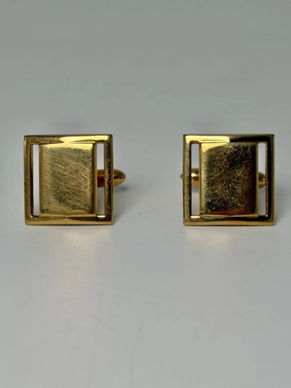 Vintage Swank Gold Tone Square Cufflinks Formal Dress Accessory 5/8
